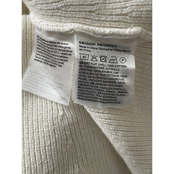 H&M Viral Old Money Rib Knit Fitted Button Mini Dress Off White Cotton - Picture 9 of 9